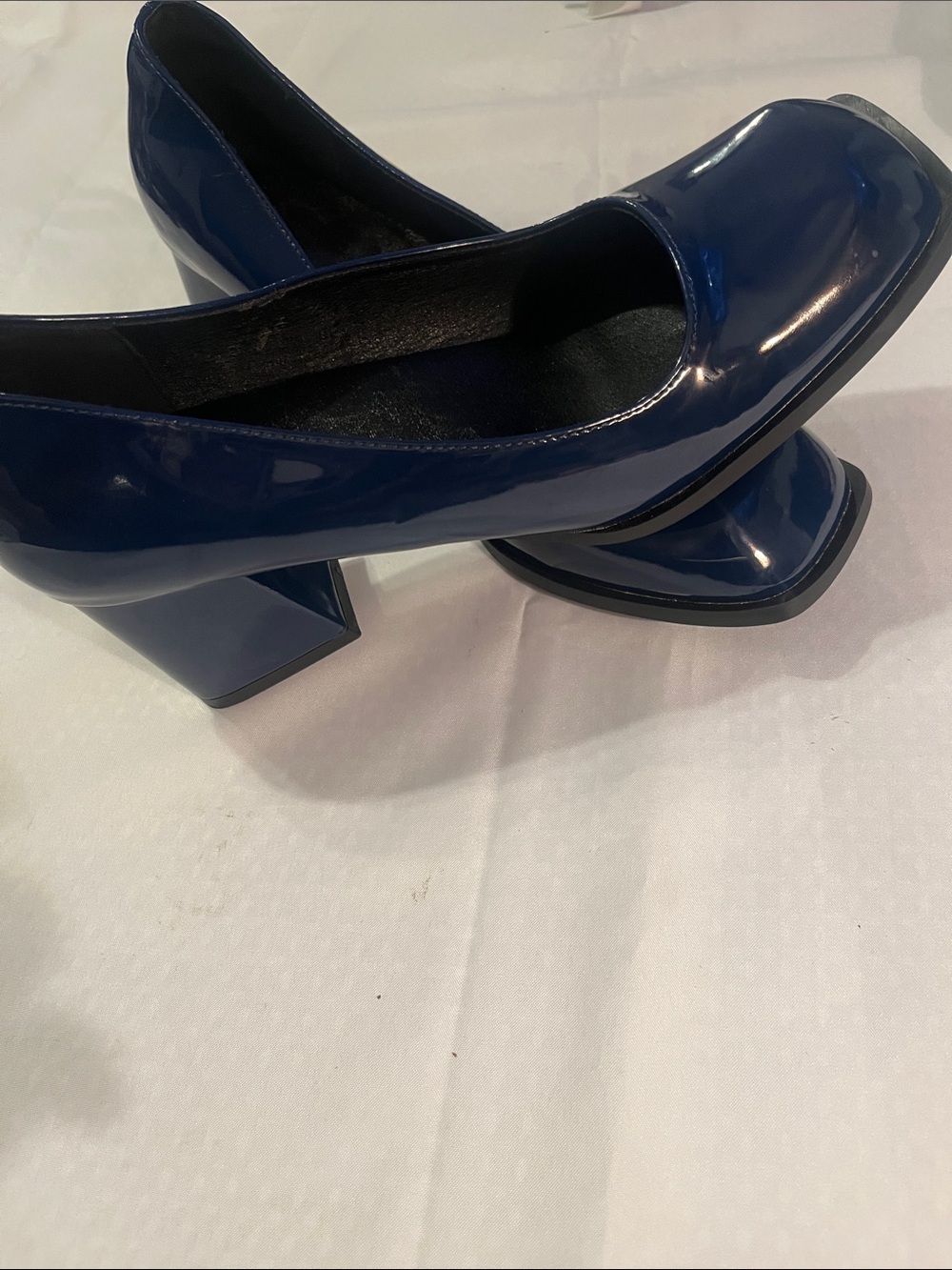 Navy Patent Block Heel Pumps for Women Size 42 9.5 US
